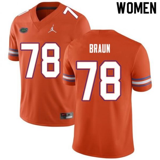 Women's Florida Gators #78 Josh Braun NCAA Nike Orange Authentic Stitched College Football Jersey VQH0362EG